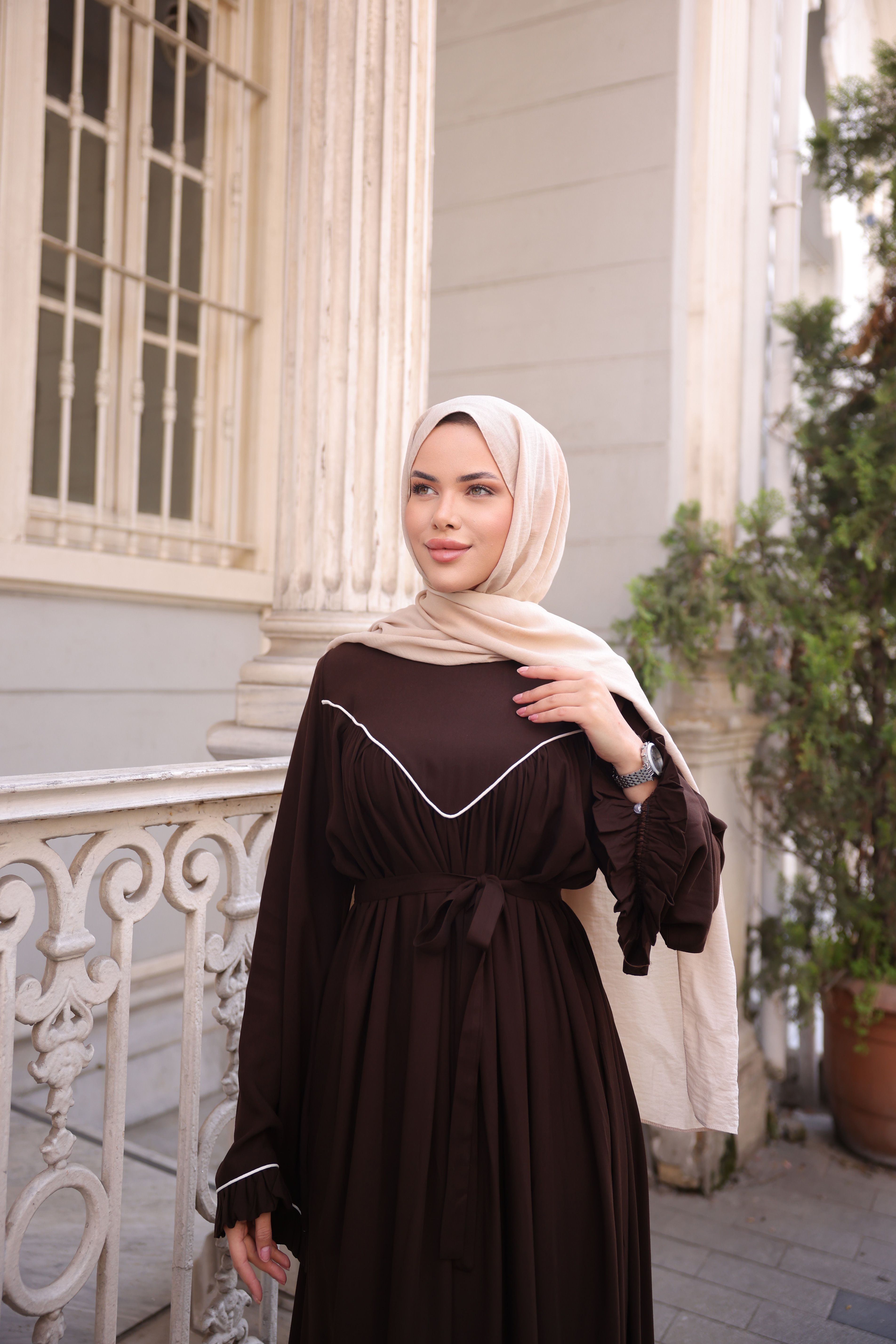 Ankanoor V Robalı Biyeli Belmando Elbise Anka255097