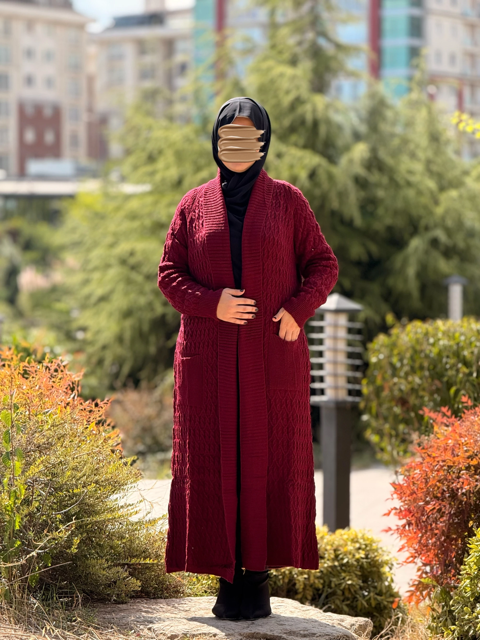 Ankanoor Triko Şal Yaka Hırka ANKA252006 - bordo