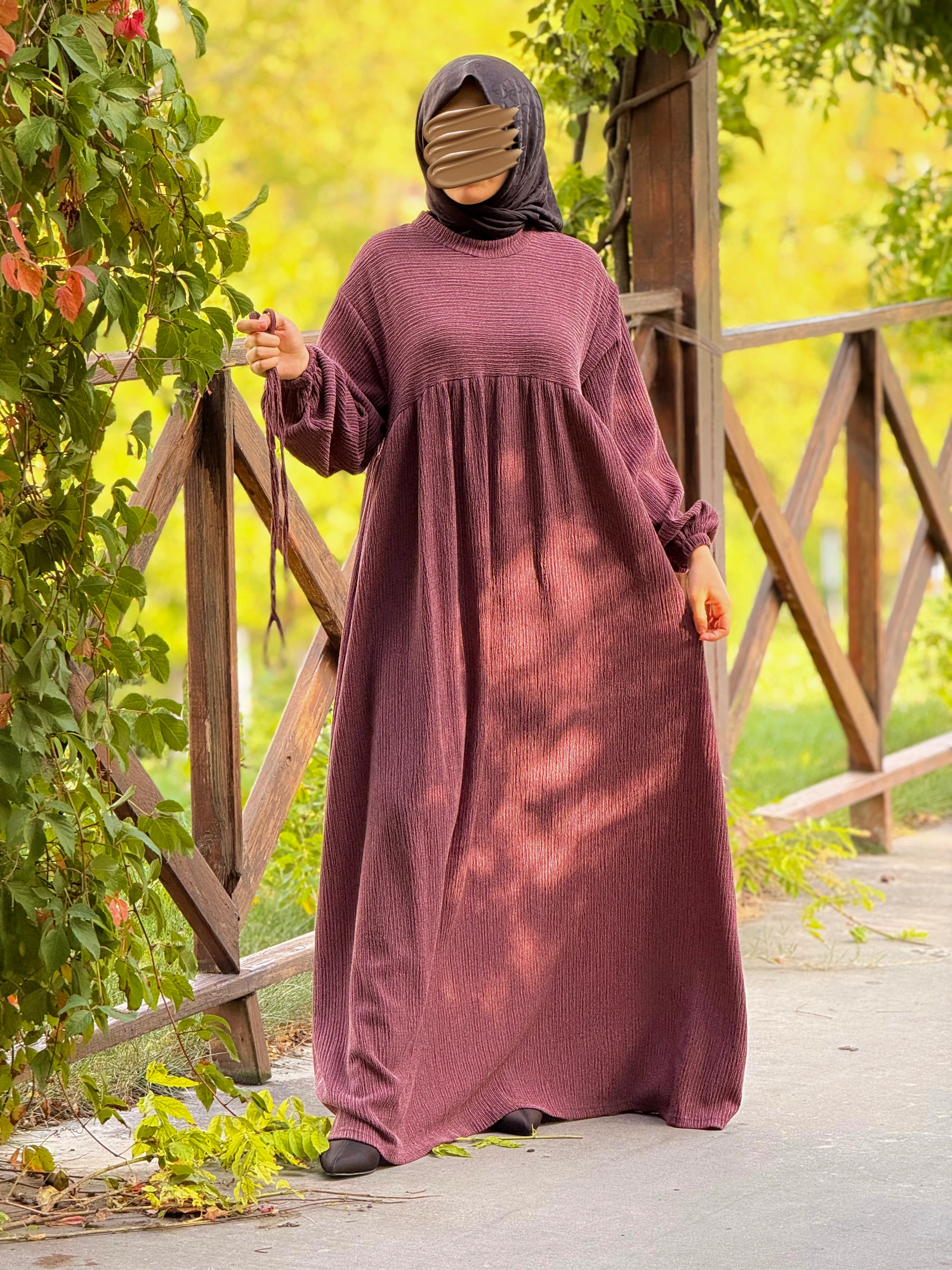Ankanoor Robalı Oversize Örme Elbise ANKA255110 - bordo
