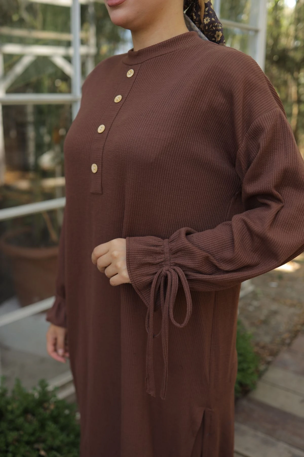 Ankanoor Bej Düğme Detaylı Örme Pantolon Takım Anka256020