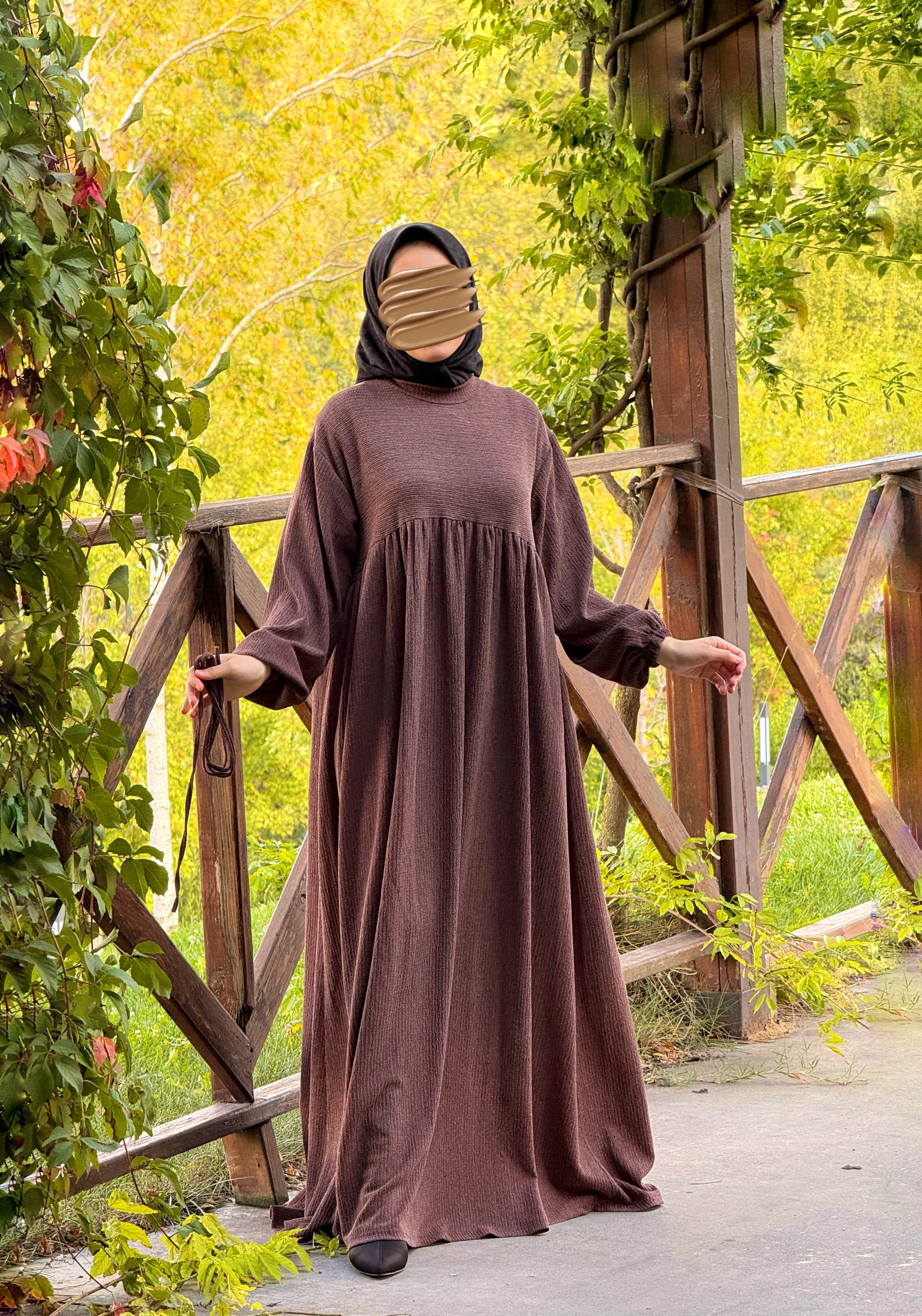 Ankanoor Robalı Oversize Örme Elbise ANKA255110 - kahve