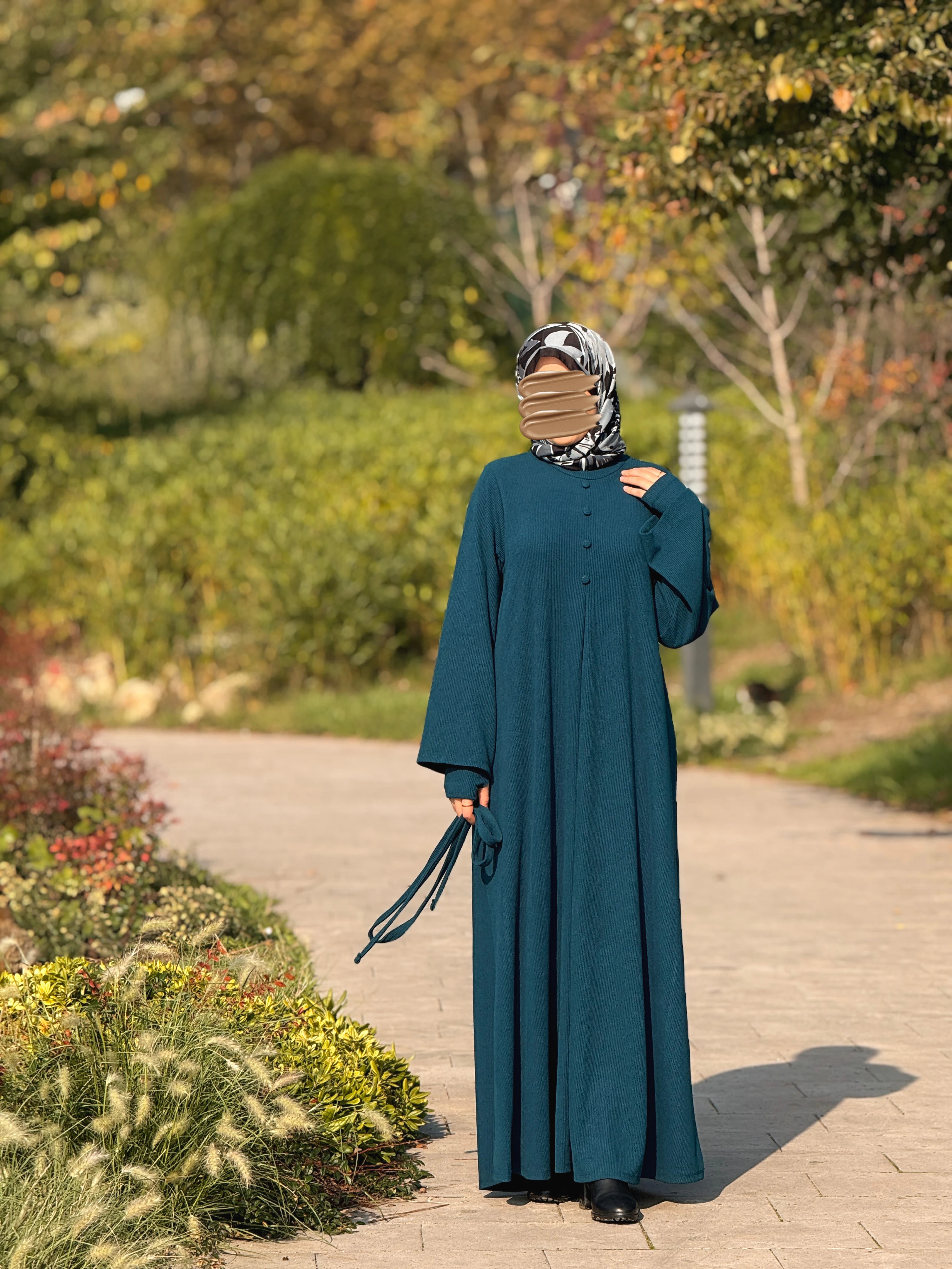 Ankanoor Kaplama Düğmeli Kolluklu Örme Elbise ANKA255114