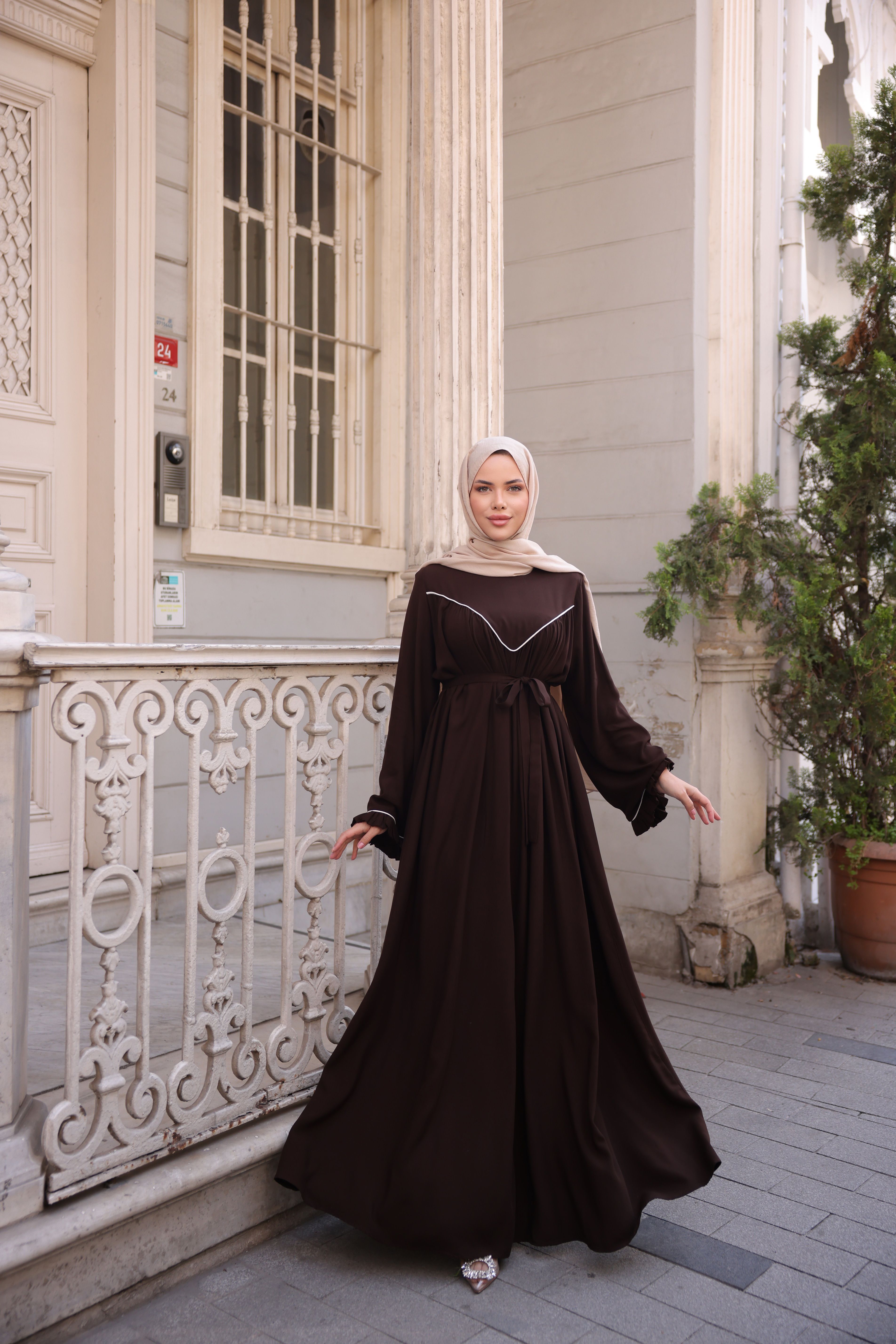 Ankanoor V Robalı Biyeli Belmando Elbise Anka255097