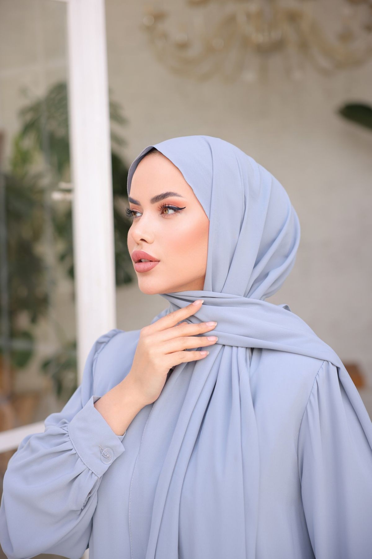 Ankanoor Medine Ipeği Şal Anka255030 - buz gri̇si̇