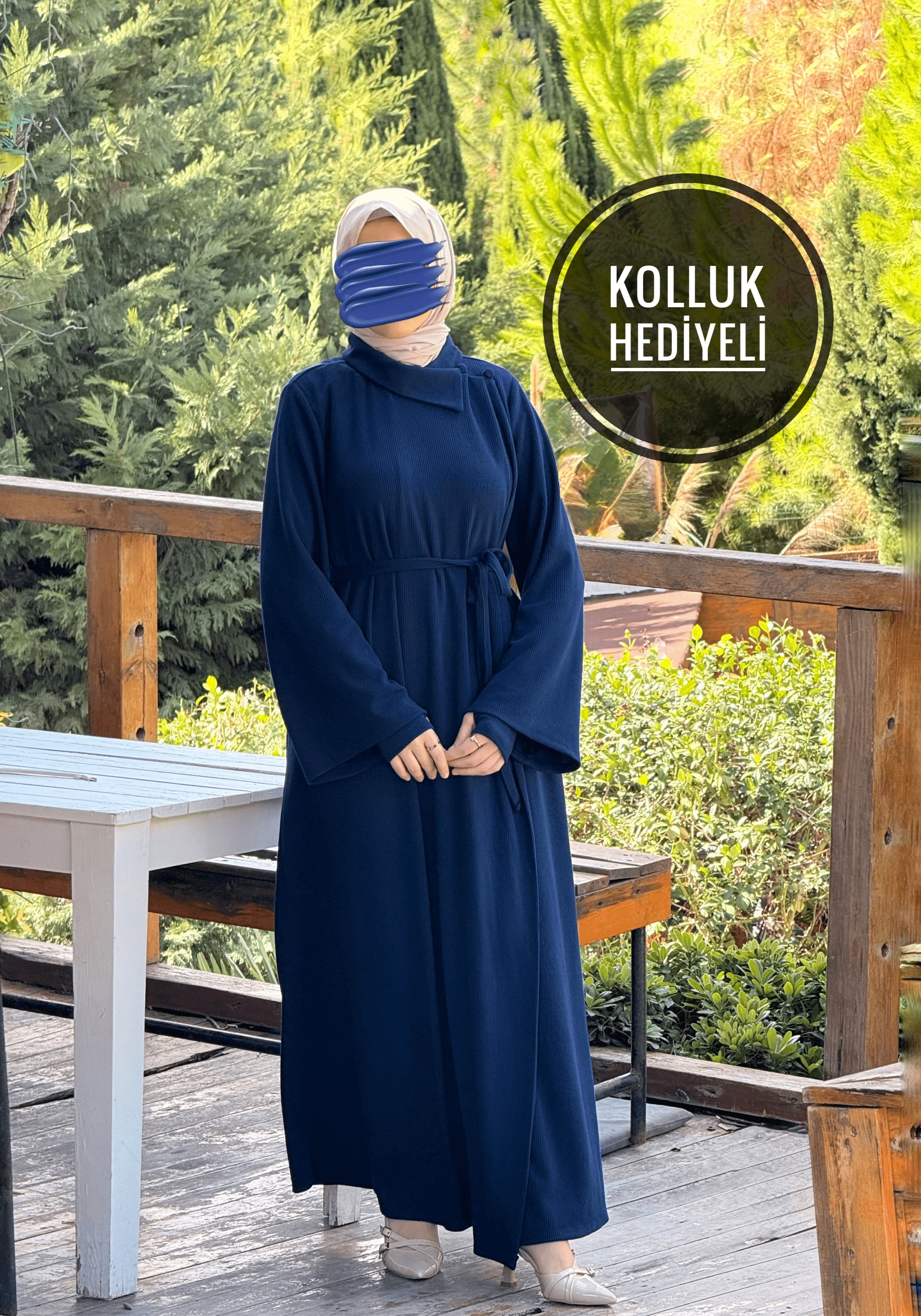 Ankanoor Anvelop Kolluklu Örme Ferace&Elbise Anka255103 - laci̇vert