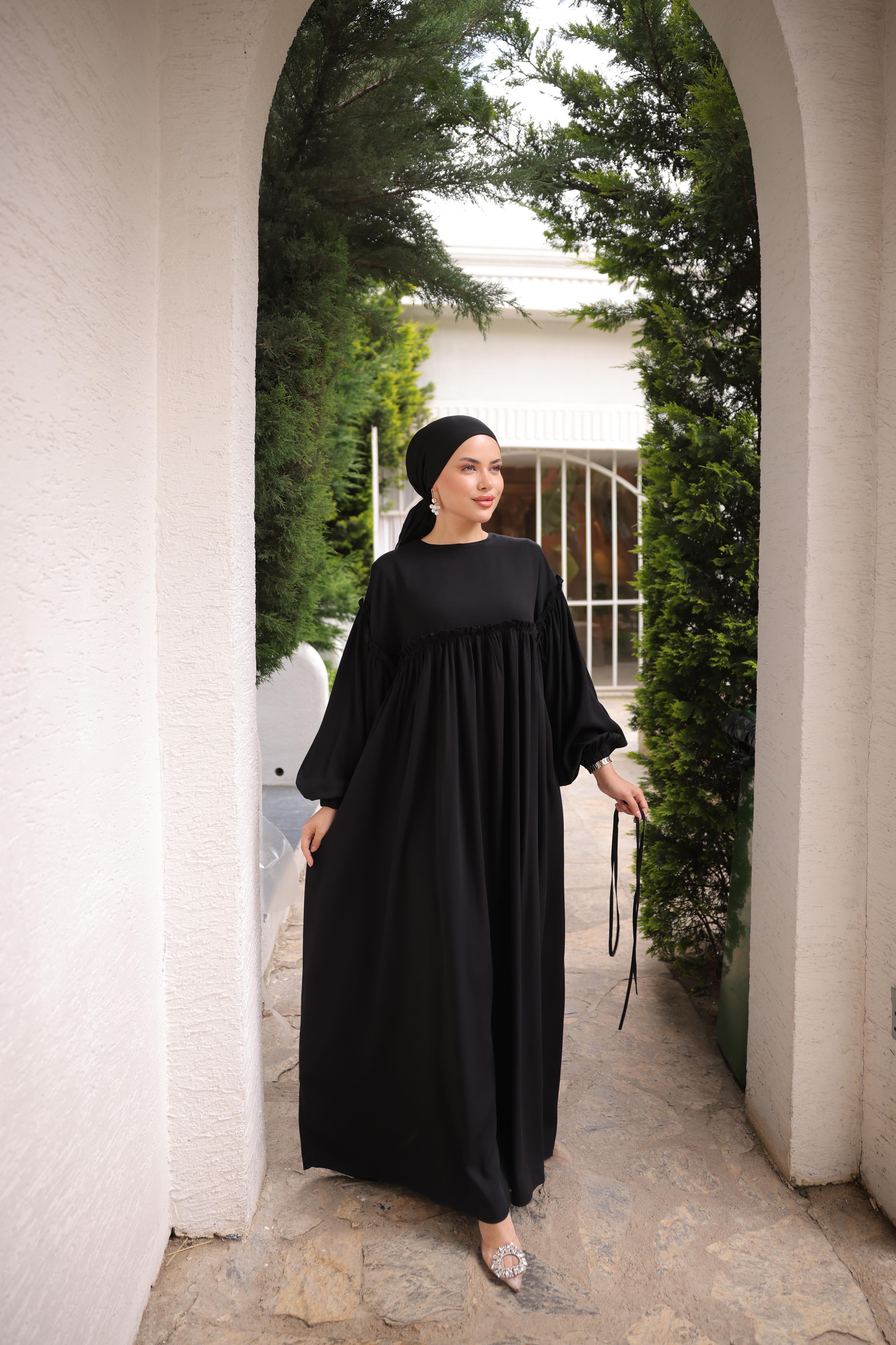 Ankanoor Robalı Büzgülü Oversize Elbise Anka255093