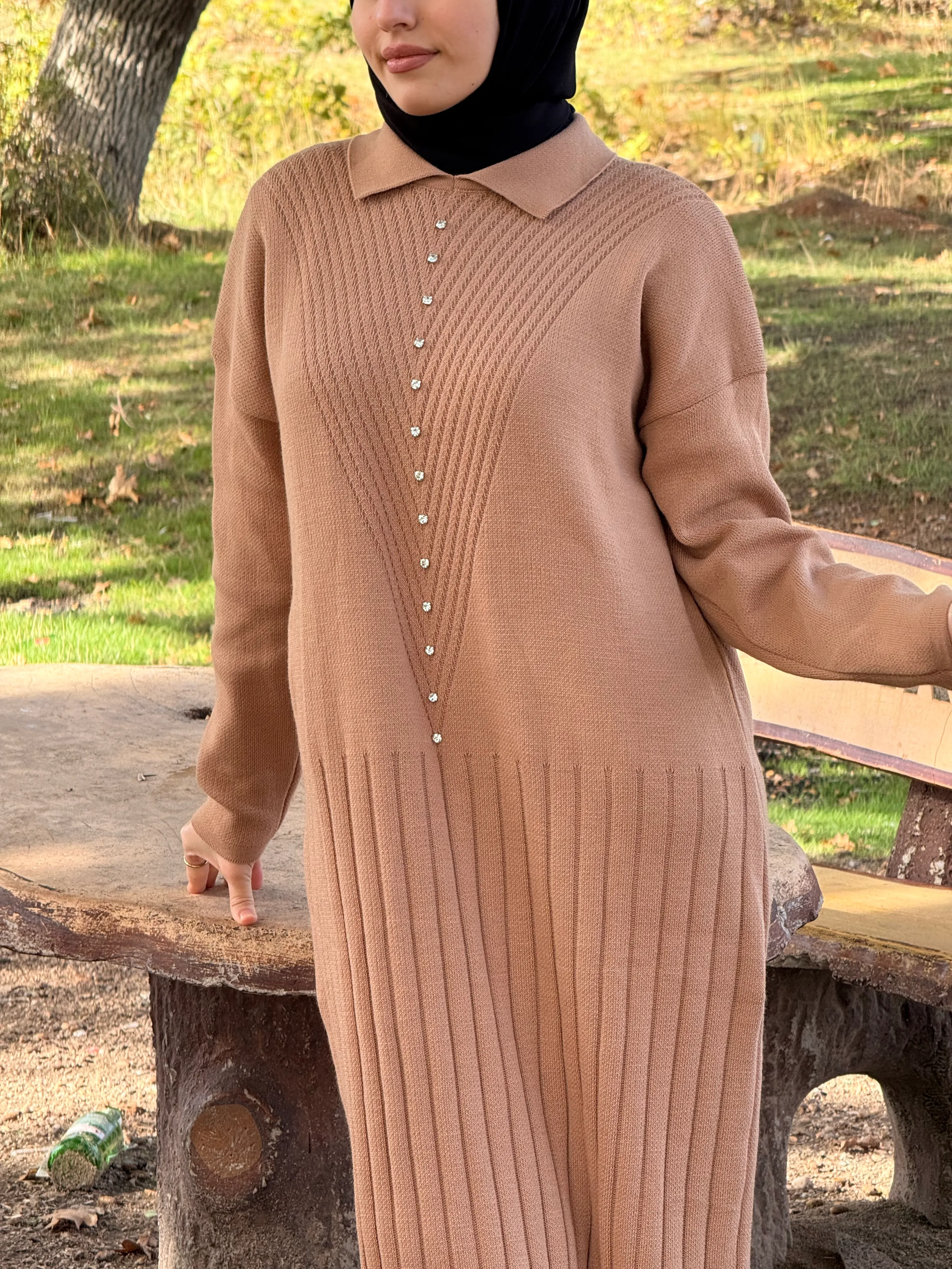 Ankanoor Taş Detaylı Triko Elbise ANKA252011