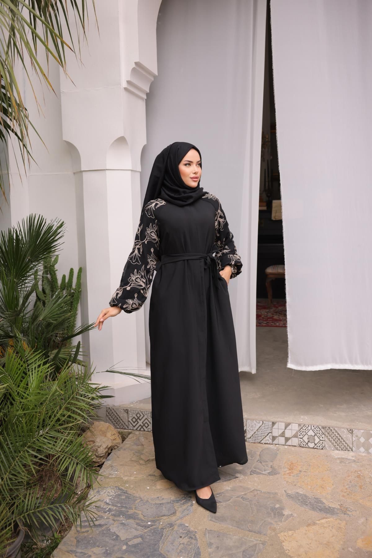 Ankanoor  Süzene Nakışlı Reglan Kol Ferace Anka255051