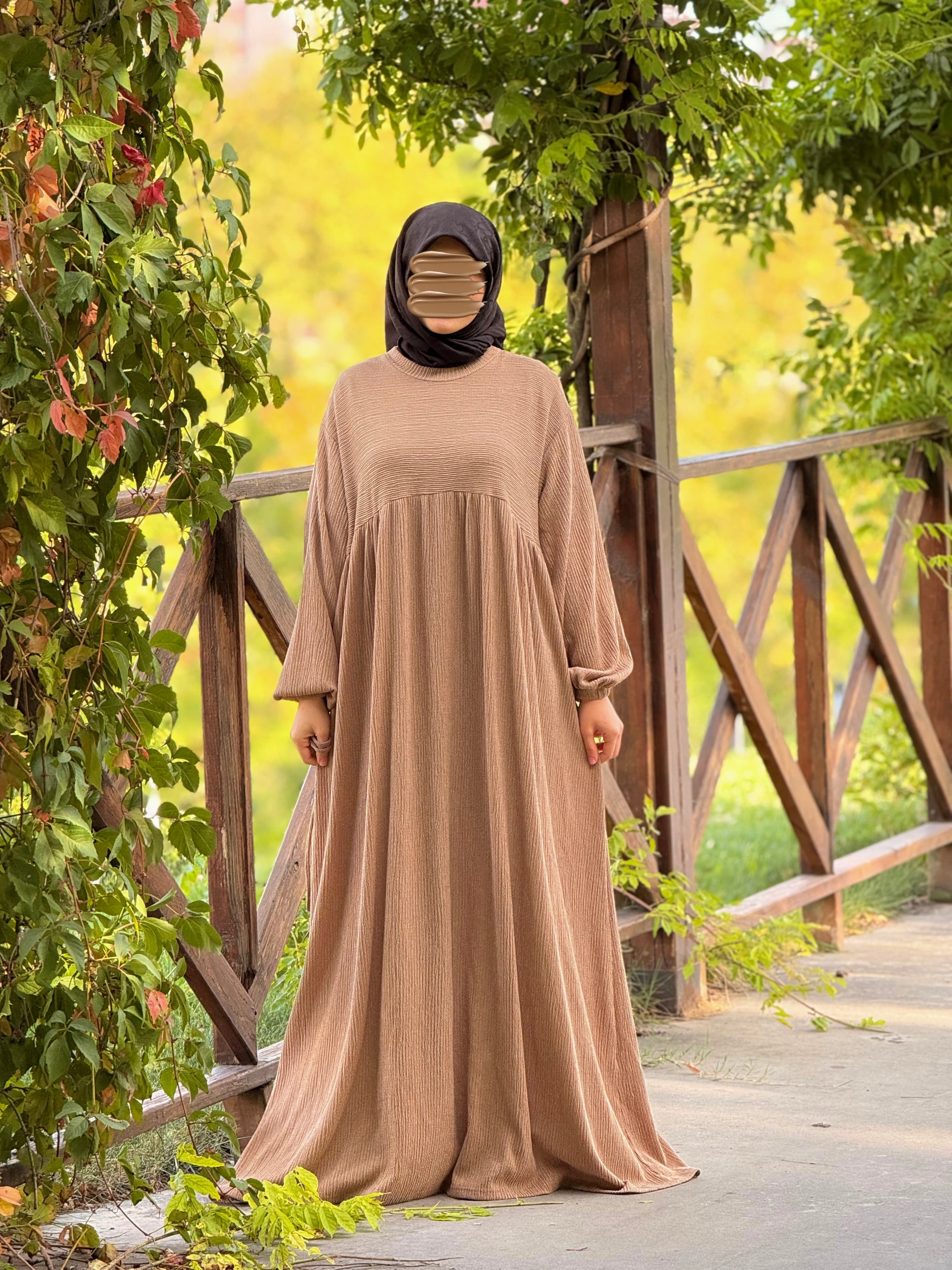 Ankanoor Robalı Oversize Örme Elbise ANKA255110 - bej
