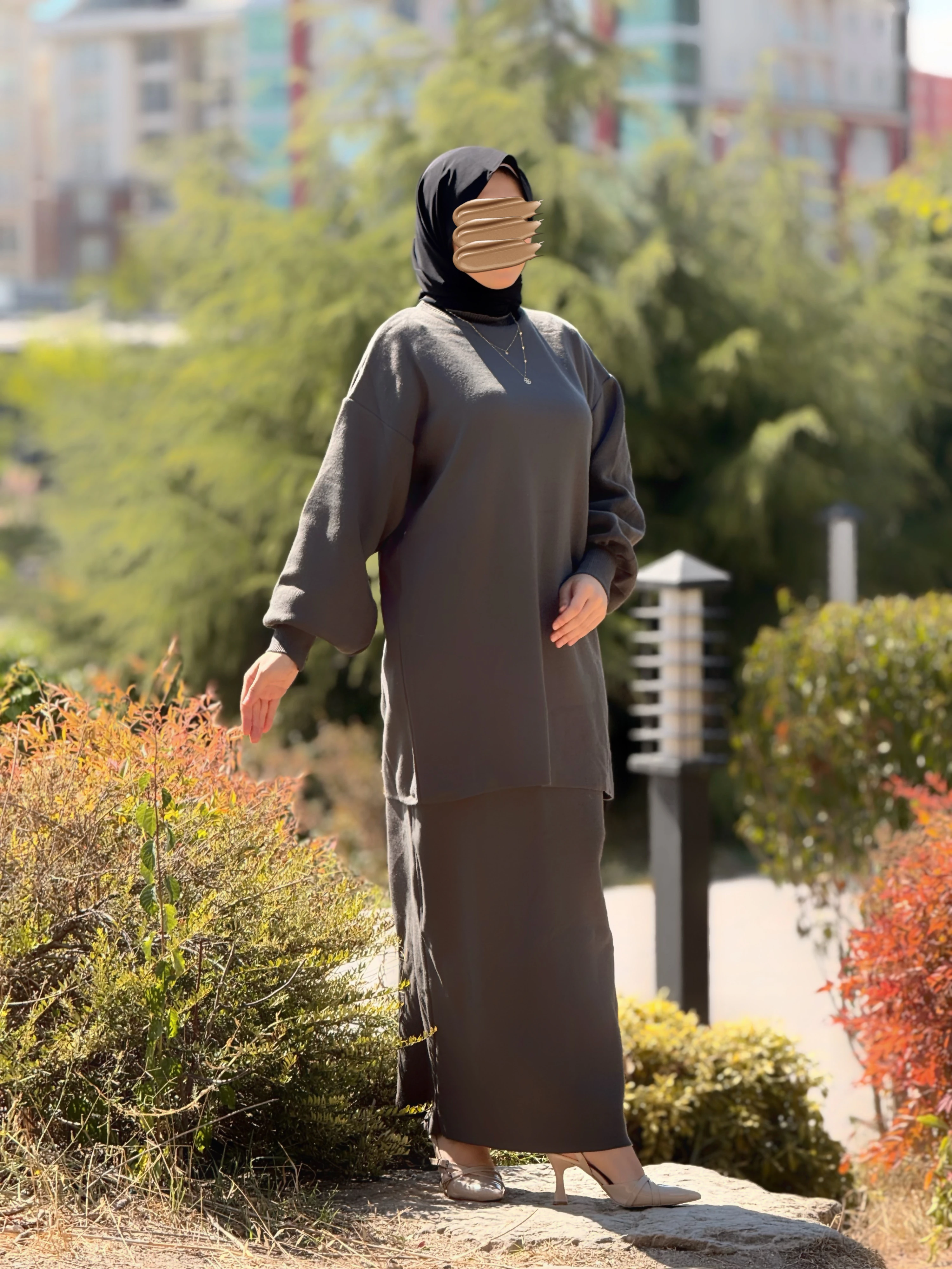 Ankanoor Triko Etek Bluz Takımı ANKA252002 - füme