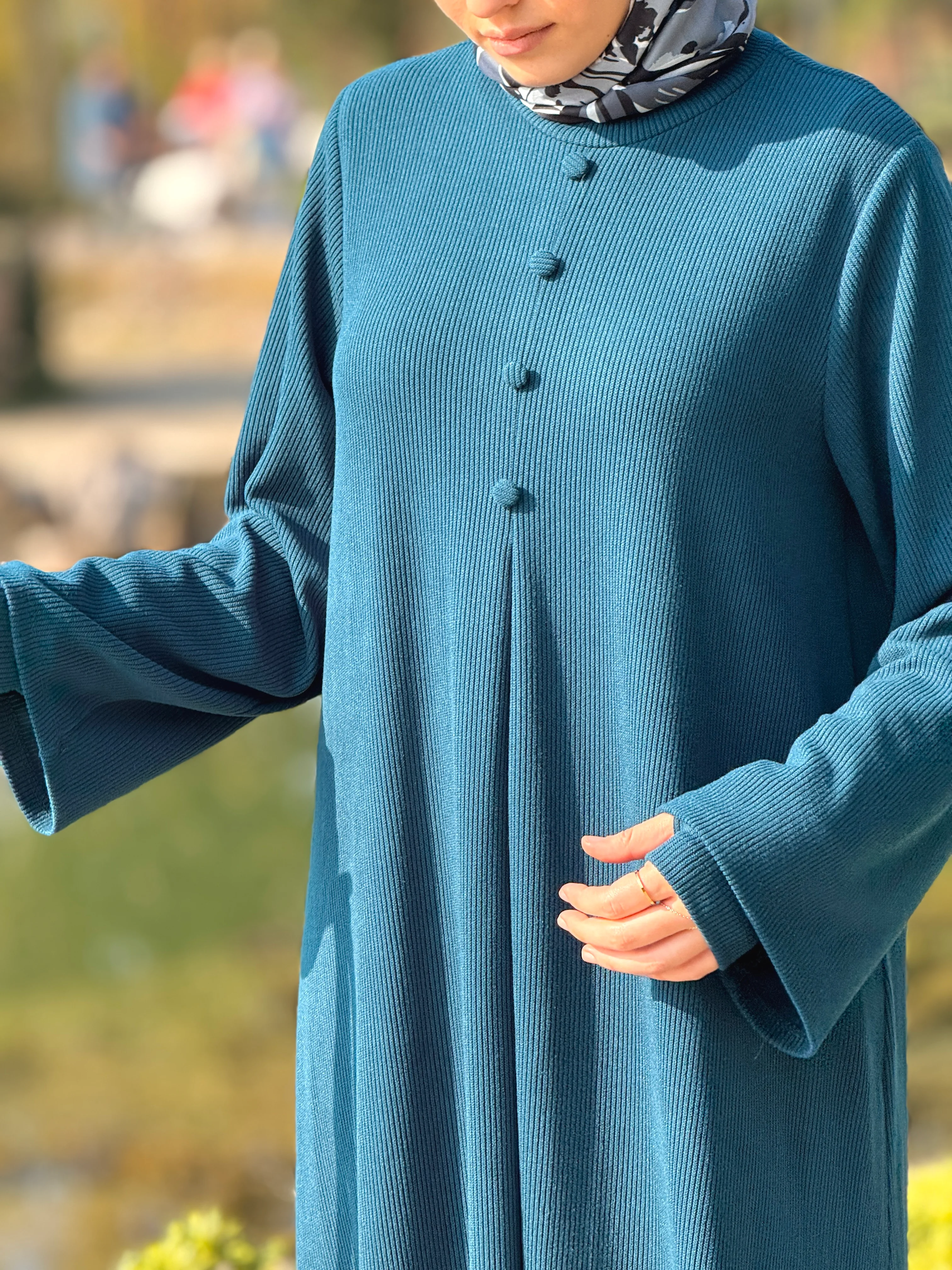 Ankanoor Kaplama Düğmeli Kolluklu Örme Elbise ANKA255114