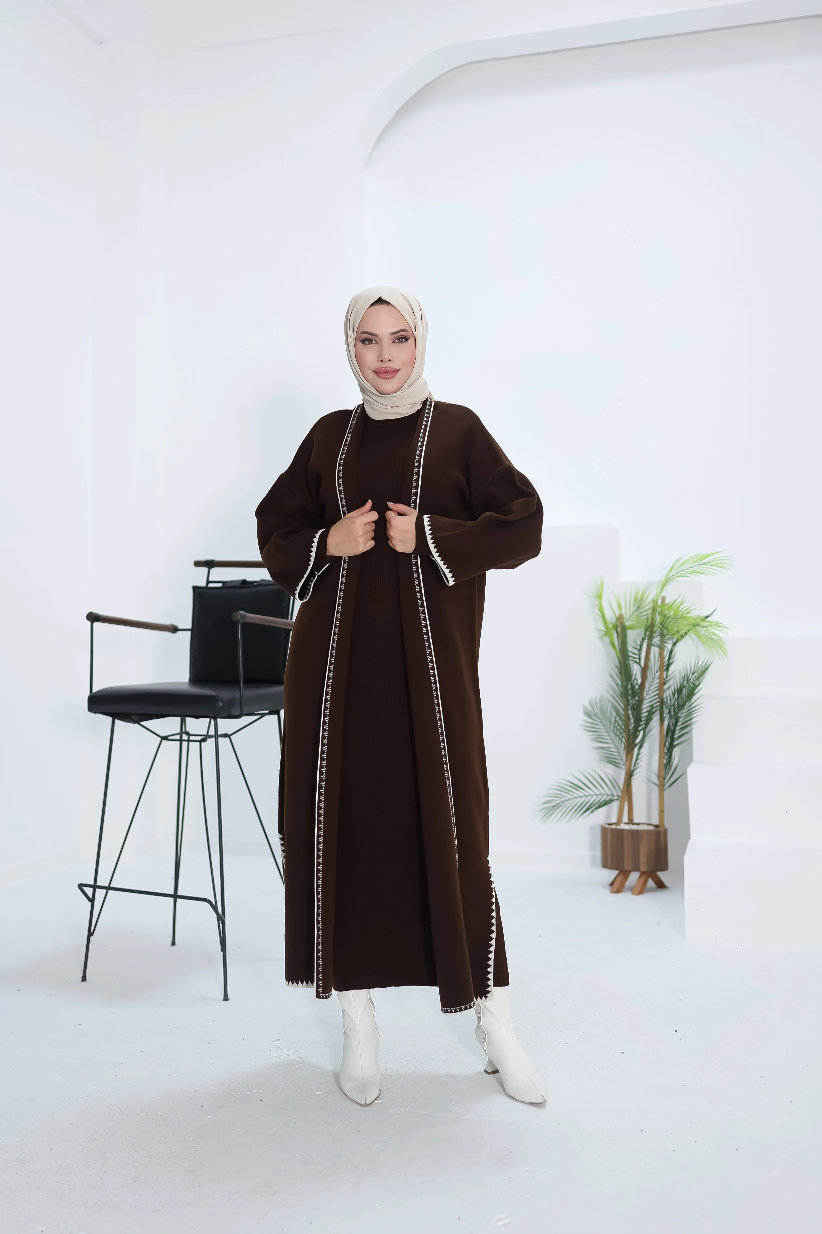 Ankanoor Çoban Nakışlı Triko Hırka ANKA18204