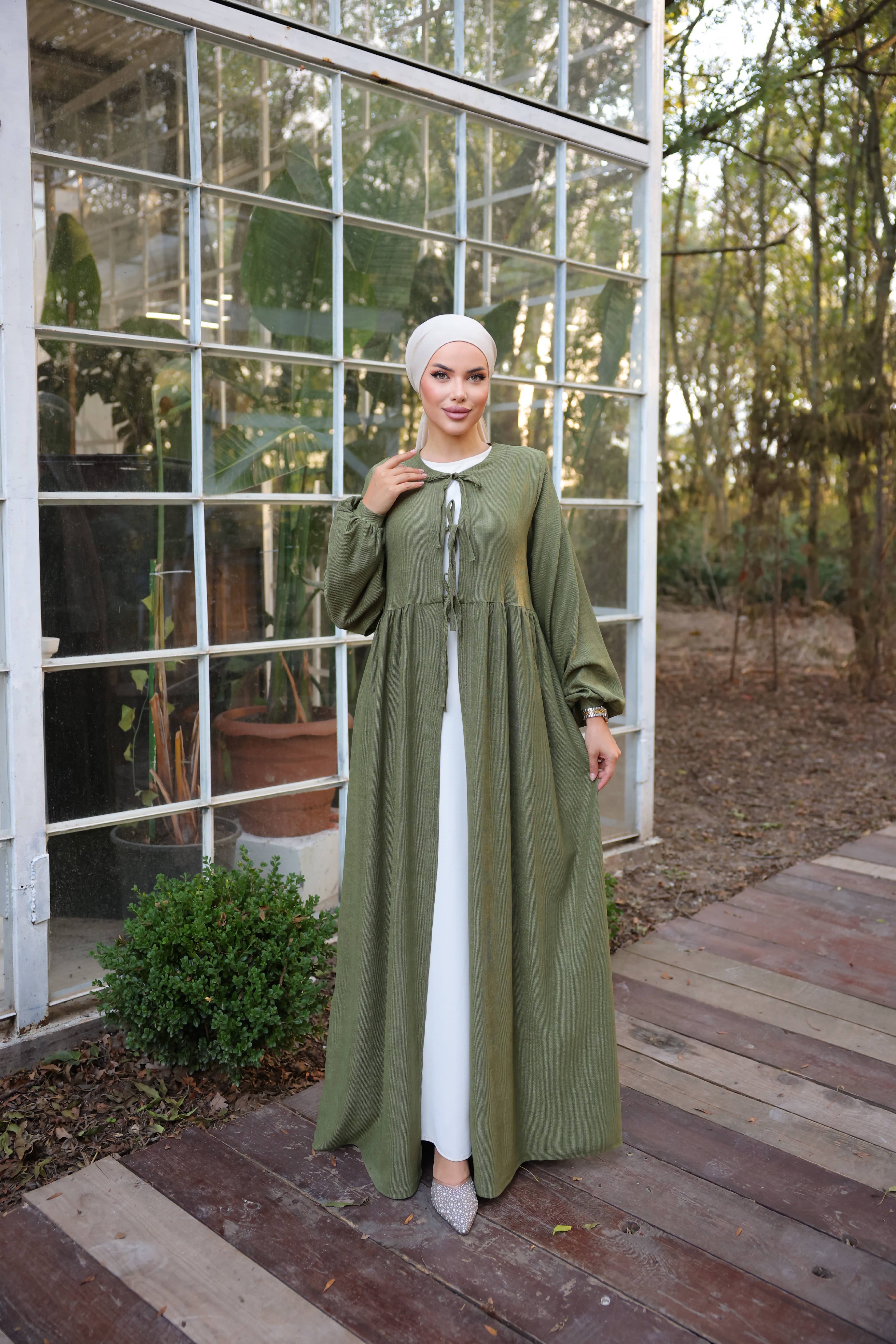 Ankanoor Haki Bel Büzgülü 3 Biyeli Kimono Anka258024 - haki̇