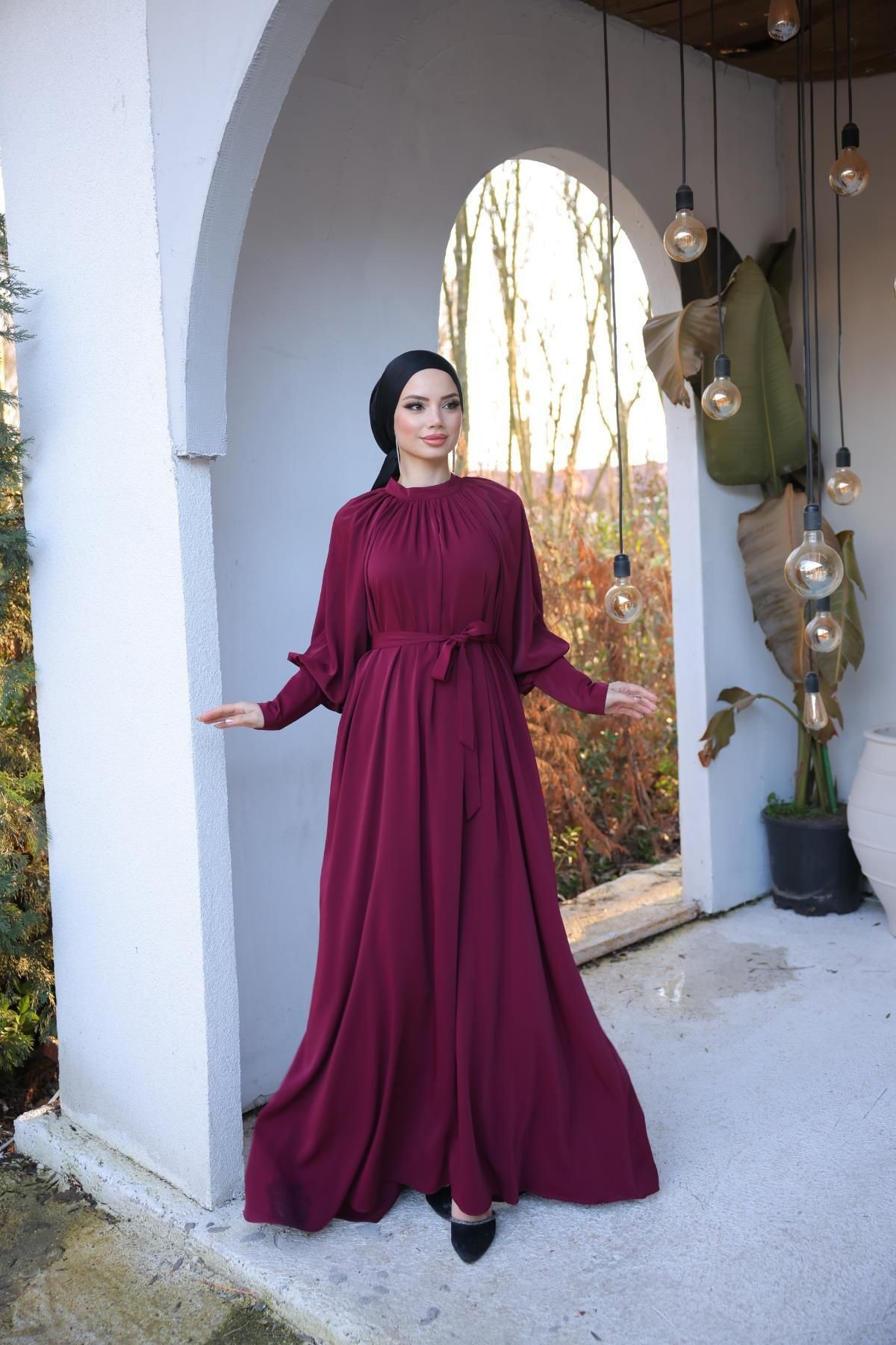 Ankanoor Reglan Kol Büzgülü Elbise Anka255072