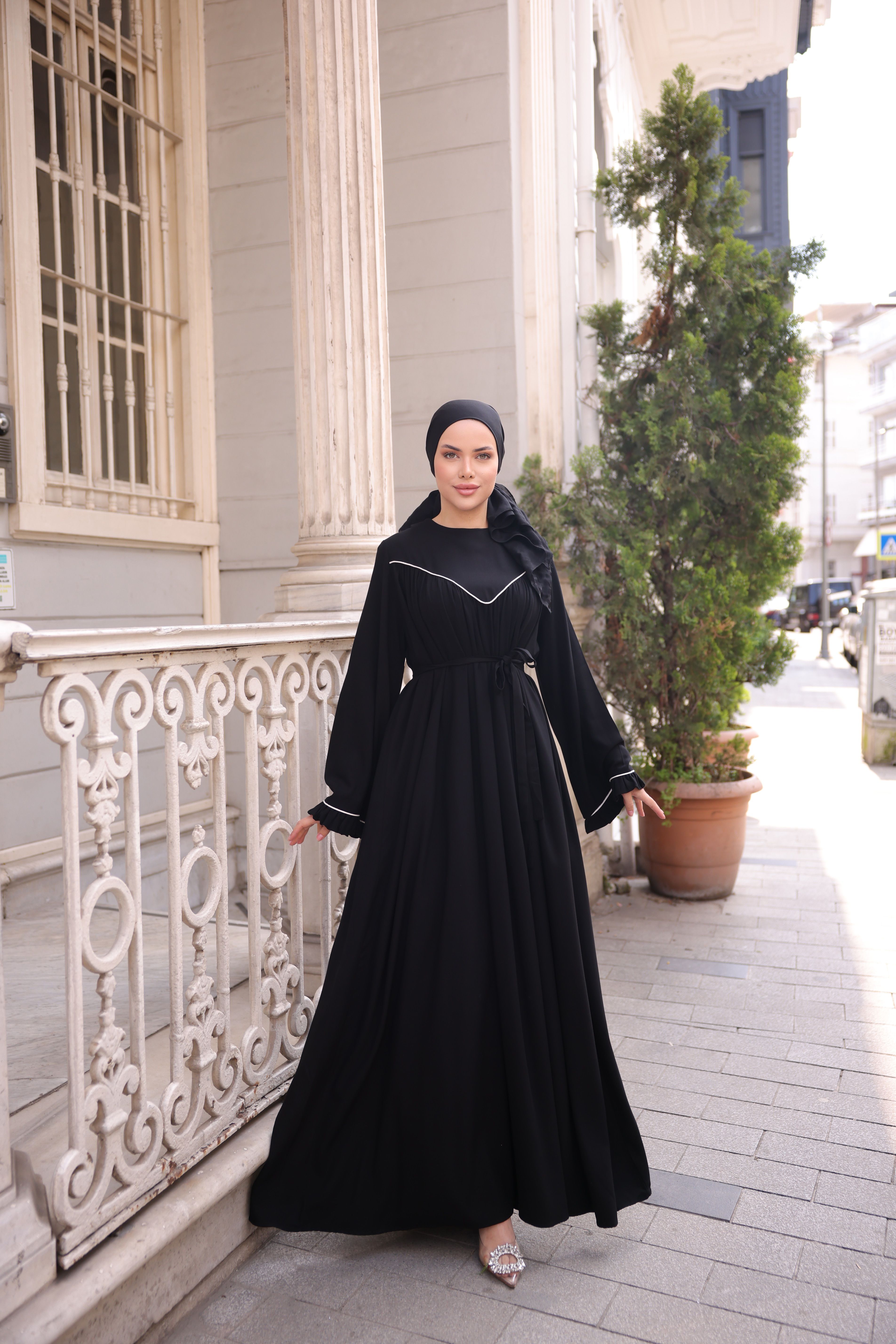 Ankanoor V Robalı Biyeli Belmando Elbise Anka255097