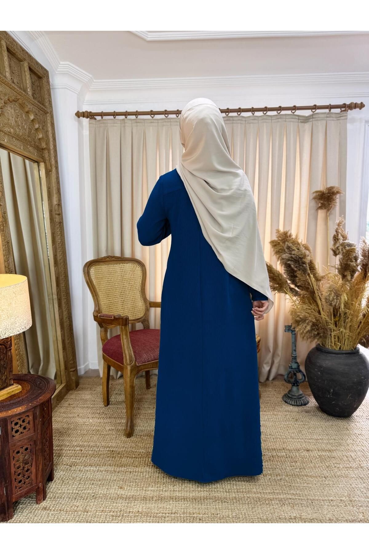 Ankanoor Acı Kahve Yarım Pat Düğmeli Örme Elbise Anka258064