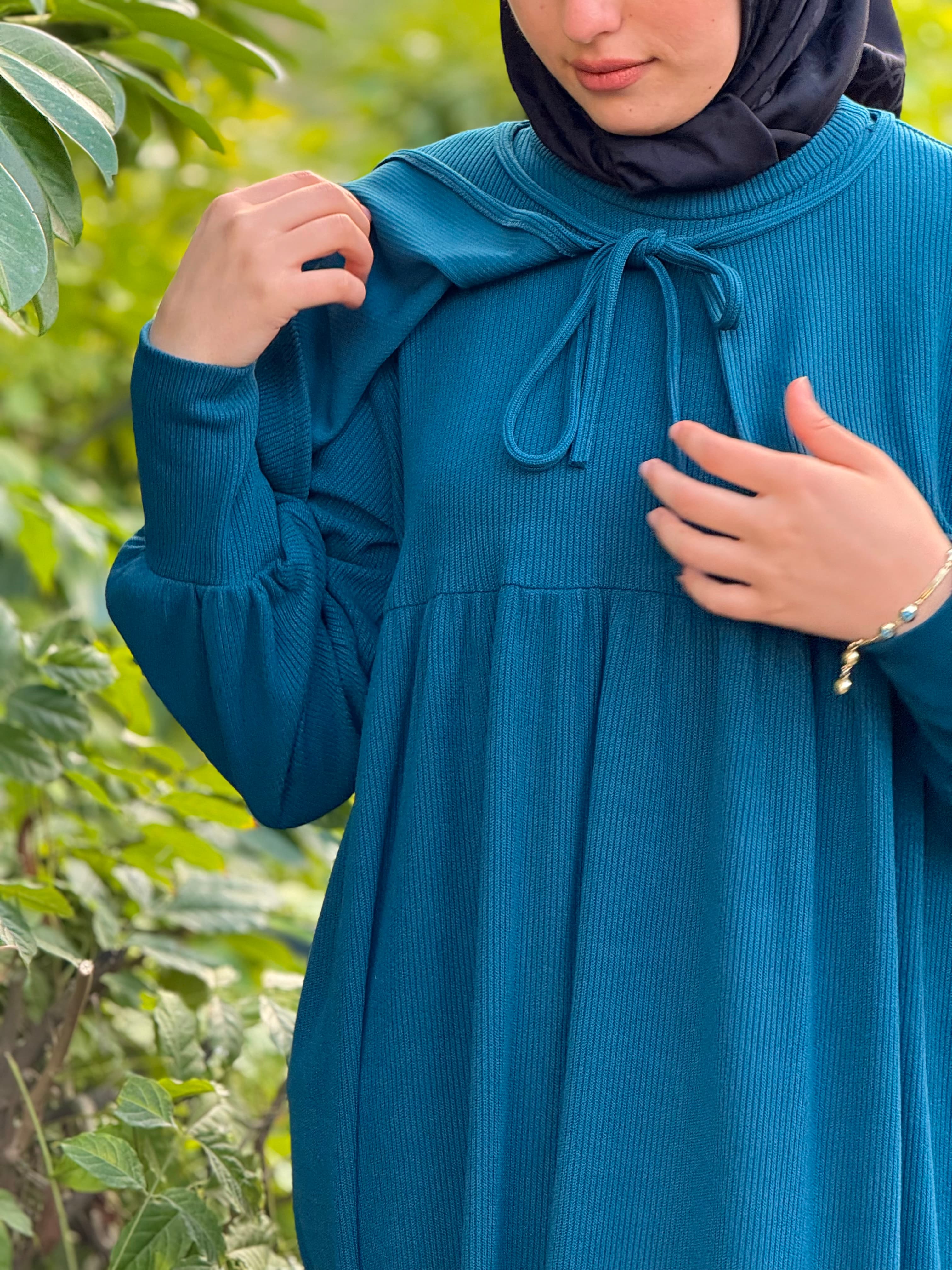 Ankanoor Pelerinli Örme Elbise ANKA255108