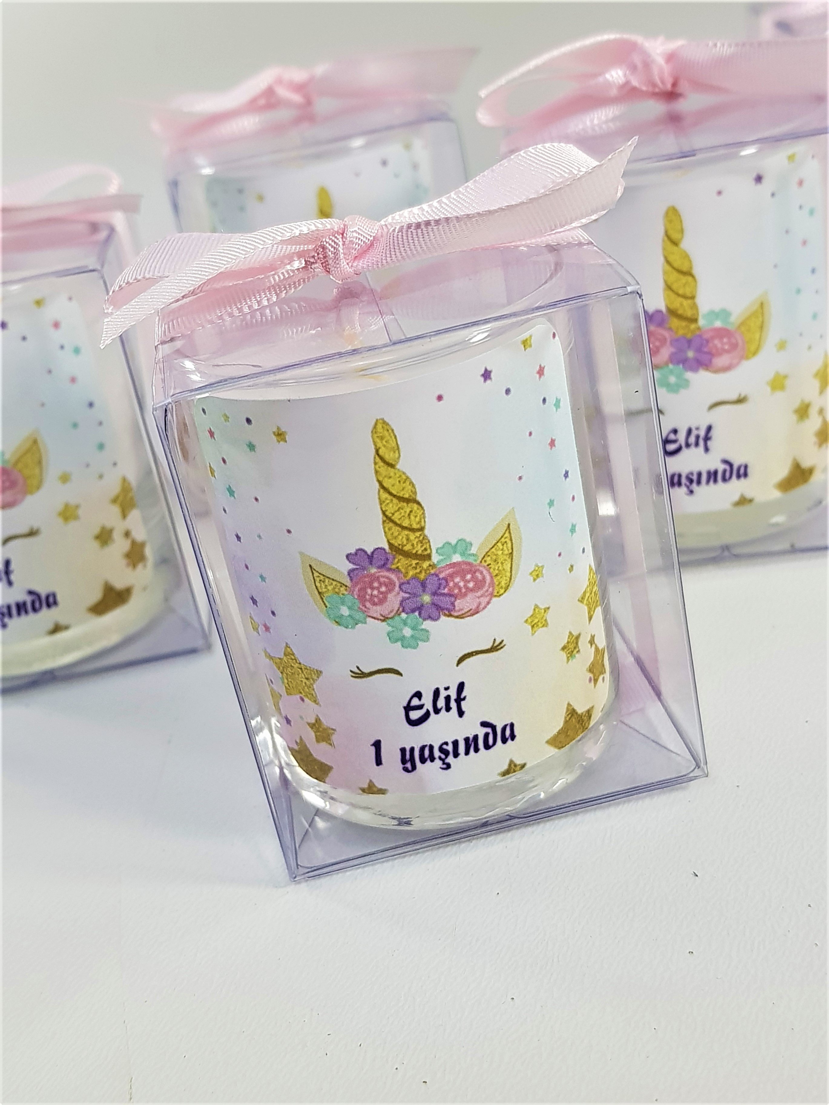 Tiem Concept Bebek Hediyelik Unicorn Baskılı 10 Adet Bardak Mum