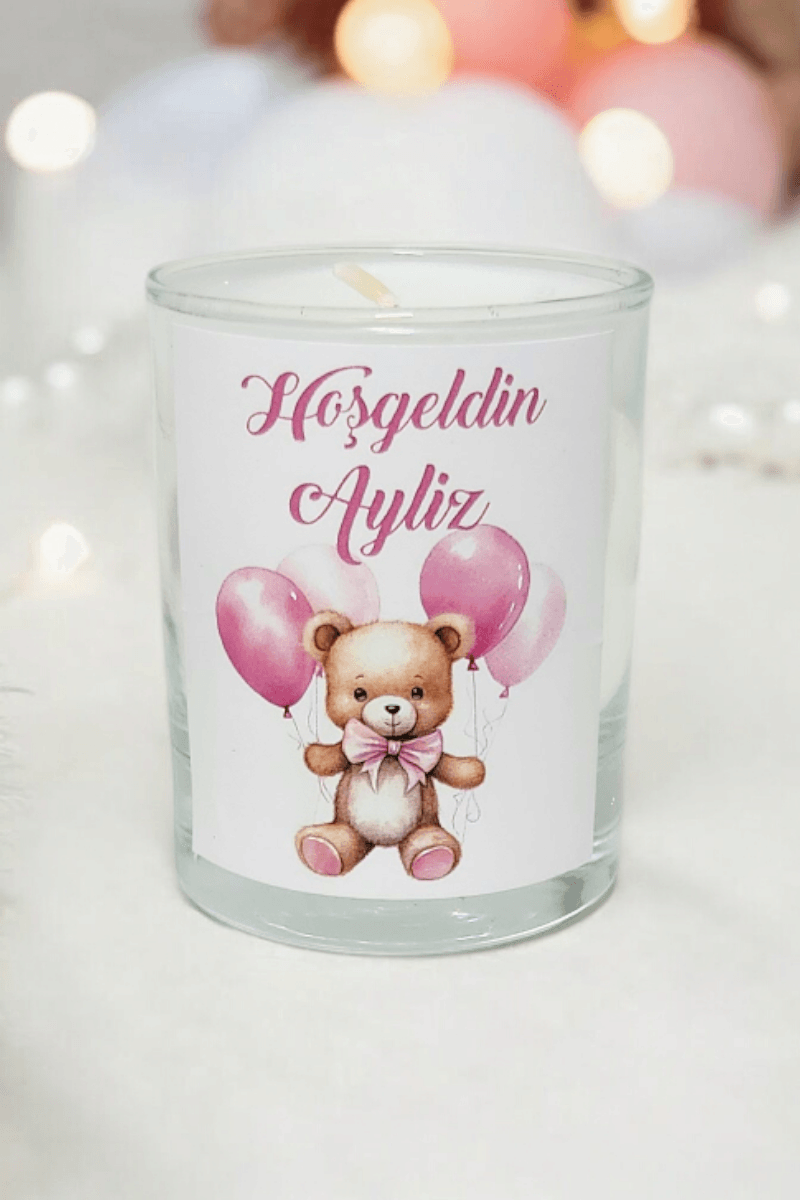 Tiem Concept Bebek Hediyelik Pembe Fil Baskılı 10 Adet Bardak Mum