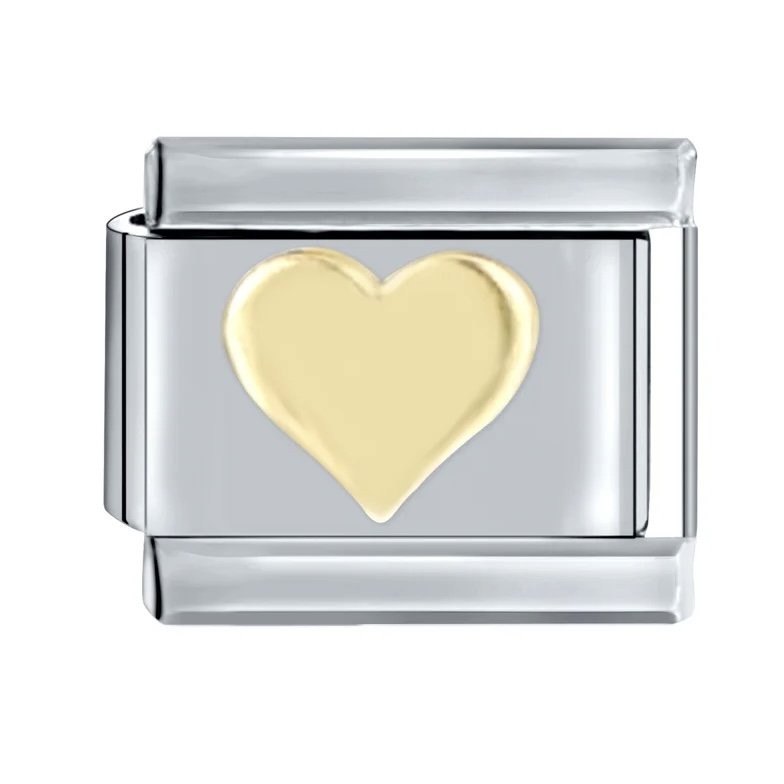 Gold & Silver Kabartmalı Kalp İtalyan Charm