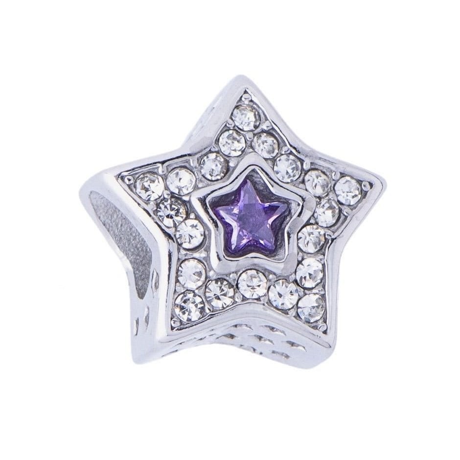 Mor Taşlı Yıldız Charm