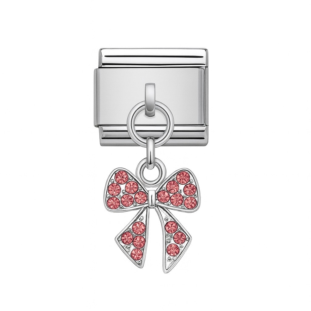 Pembe Taşlı Kurdele İtalyan Charm