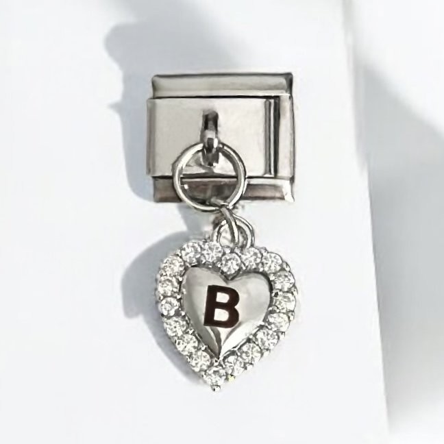 Kalpli Harf İtalyan Charm (Kişiselleştirilebilir)