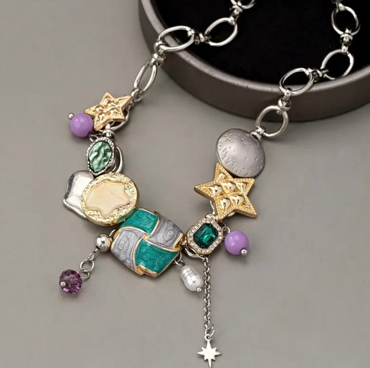 Y2k Çoklu Charm Choker Kolye