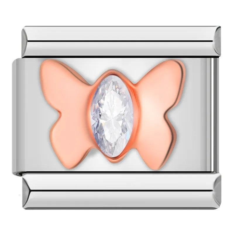 Rose Gold Kelebek İtalyan Charm