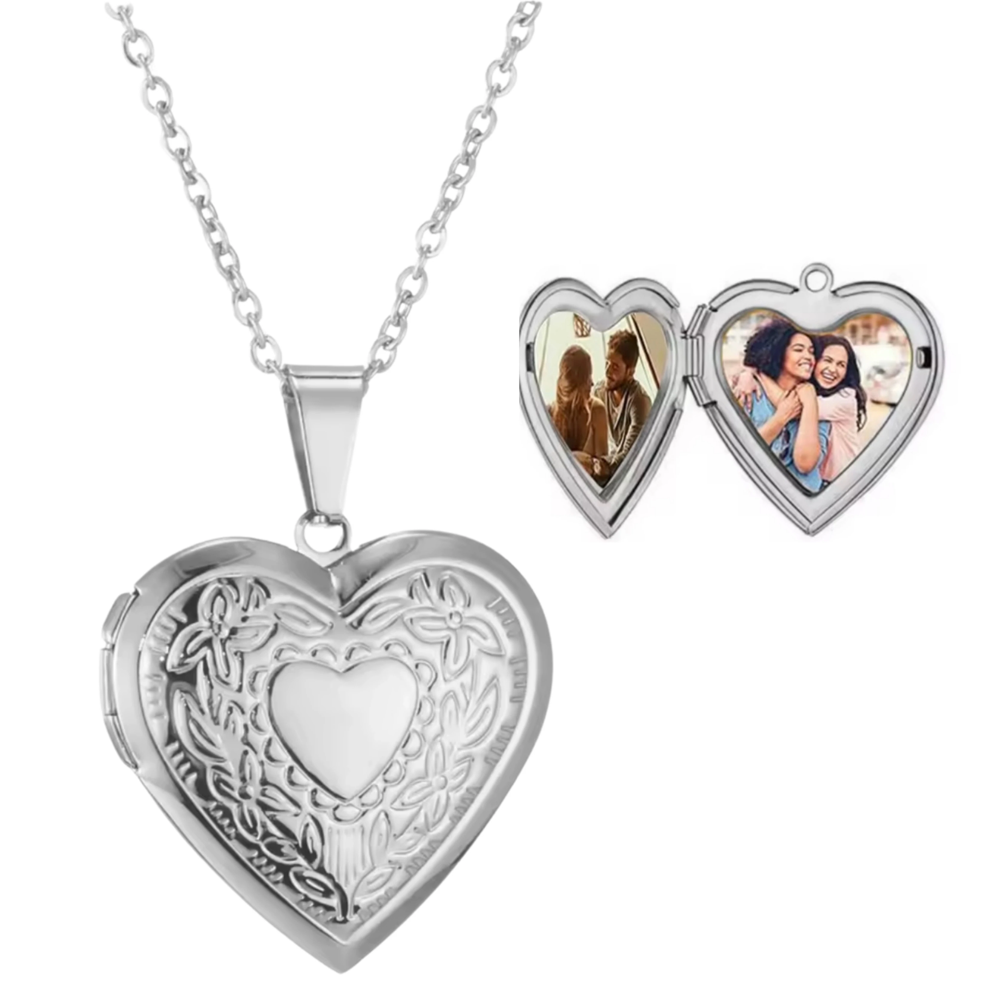 Kapaklı Çelik Gümüş Kolye