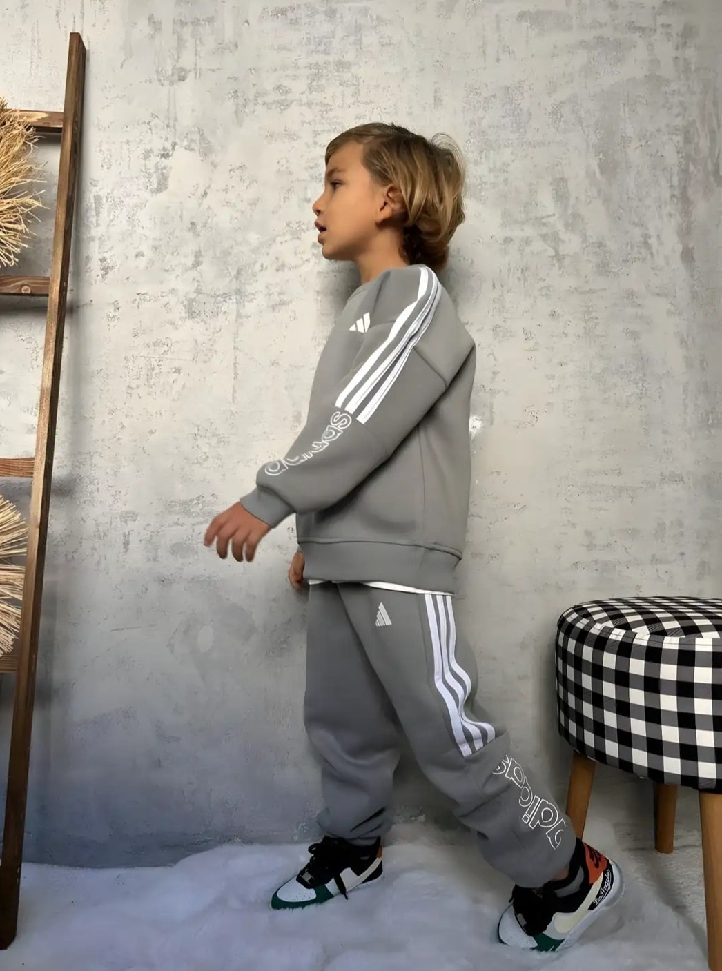 Gri Şardonlu Adidas Eşofman takımı image