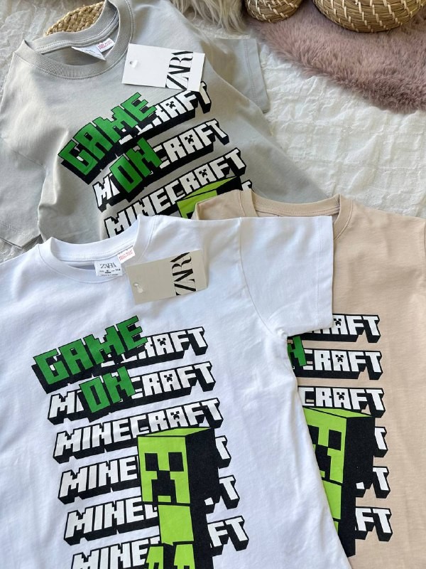 Zara beyaz minecraft tişört image