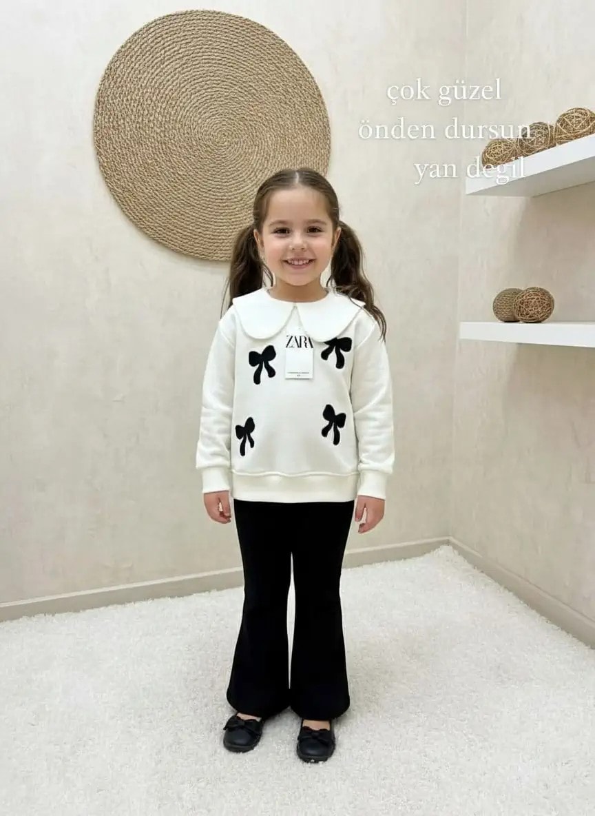 ZARA FİYONK APLİKELİ BEBE YAKA İSPANYOL PAÇA TAYTLI TAKIM image