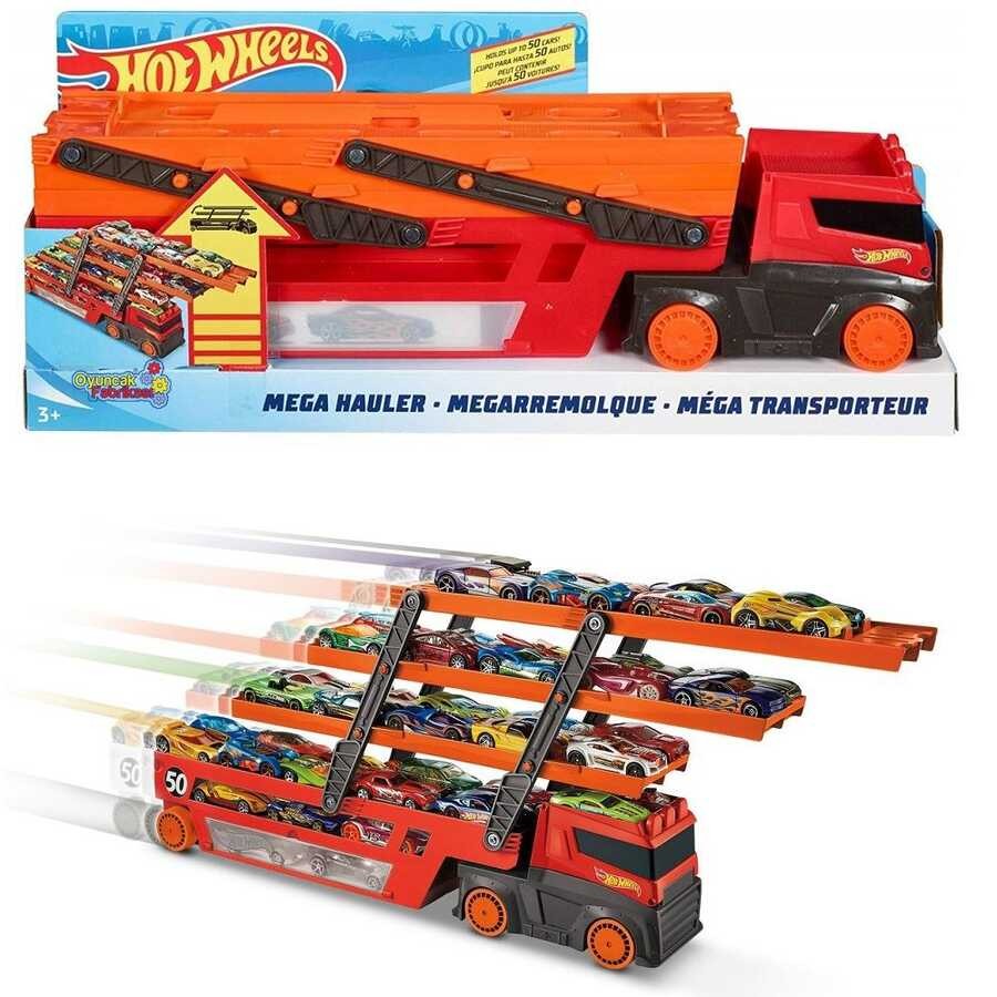 HOT WHEELS Mega Tır Hot Wheels Mega Mega Tır Turuncu, 50 Araç Kapasiteli, Rampalı  image