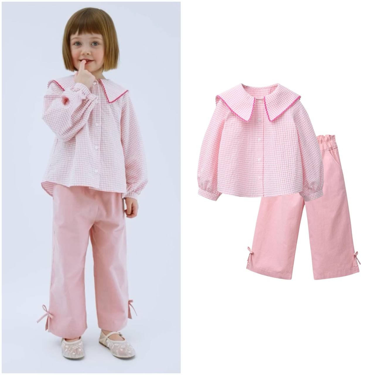 Bebe yaka Pembe Gömlekli Takım image