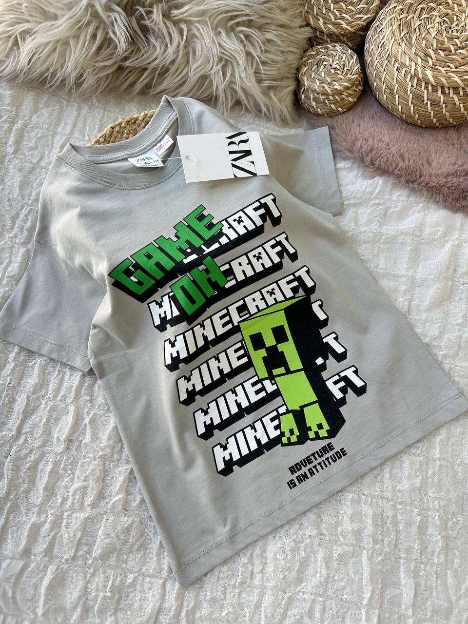 minecraft Tişört gri image