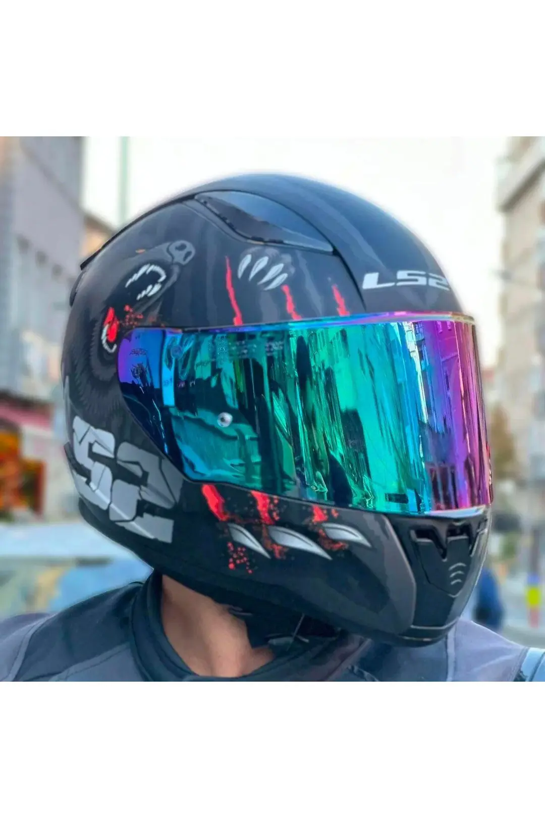 Ls2 Rapid 2 Clawn Full Face Motosiklet Kaskı Gökkuşağı Vizörlü