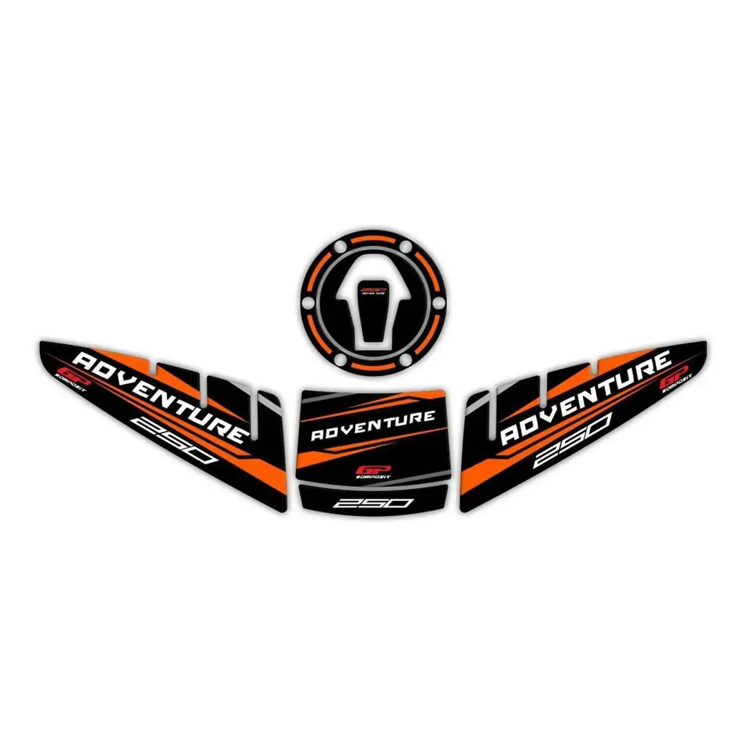GP KOMPOZİT KTM 250 ADVENTURE 2020-2024 UYUMLU TANK PAD SETİ SİYAH-TURUNCU