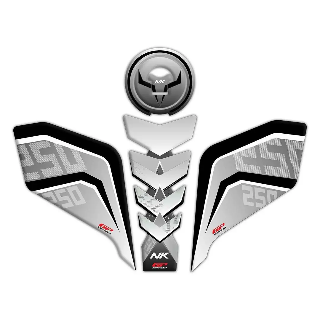 GP Kompozit CF Moto 250 NK 2018-2022 Uyumlu Tank Pad Seti Gri