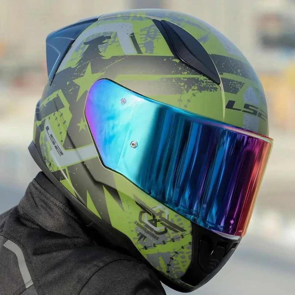 Ls2 Rapid 2 Thunder Birds Full Face Motosiklet Kaskı Şeffaf + Gökkuşağı Vizörlü