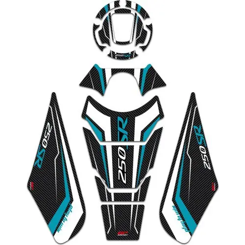 GP Kompozit CF Moto 250 SR 2020-2023 Uyumlu Tank Pad Seti Turkuaz