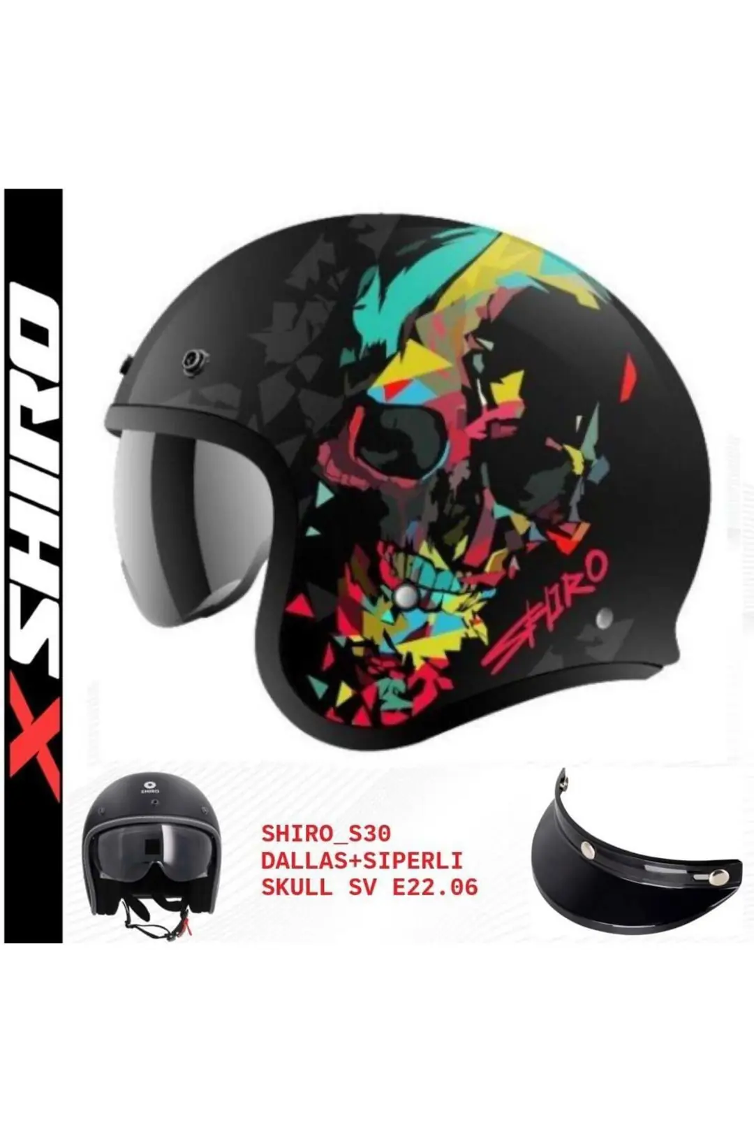 Shiro JC Dallas Skull Açık Kask