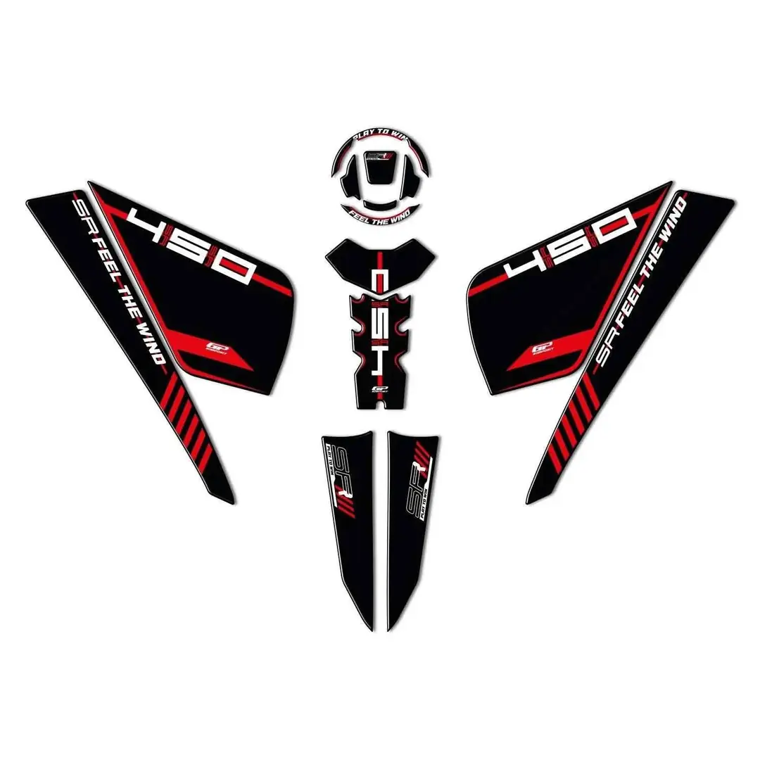 GP Kompozit CF Moto 450 SR 2023-2024 Uyumlu Tank Pad Seti Kırmızı