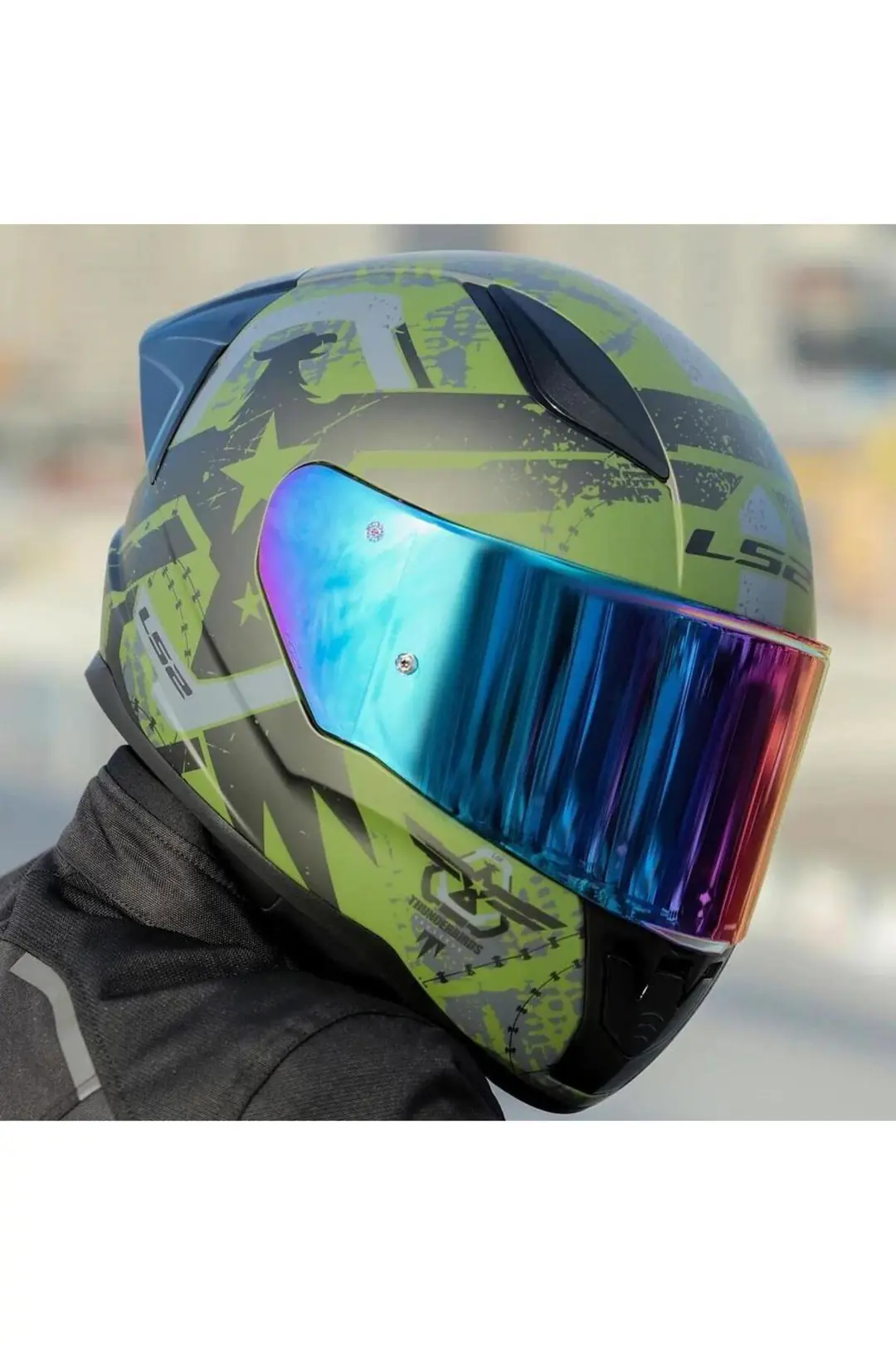 Ls2 Rapid 2 Thunder Birds Full Face Motosiklet Kaskı Gökkuşağı Vizörlü