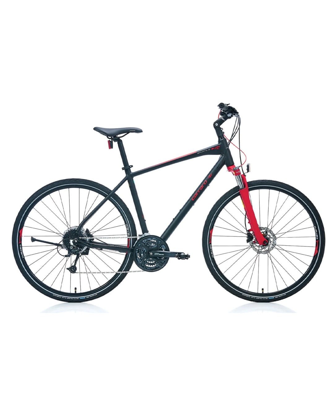 Carraro Sportive 227C 28 Jant Şehir Bisikleti - Matte Black, Red, Silver