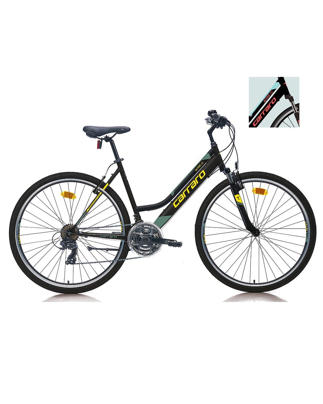 Carraro Active 292 28 jant Şehir & Tur Bisikleti - Matte Black, Light Turquoise