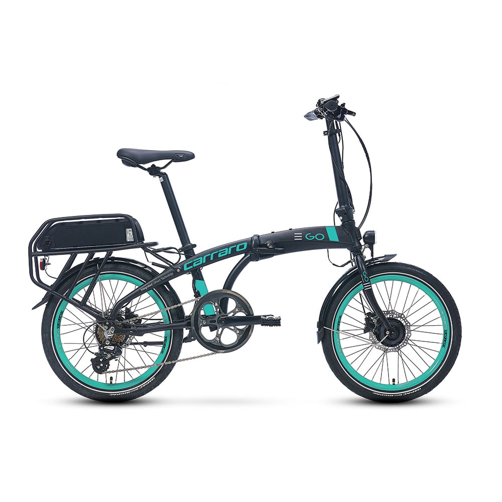 Carraro E-Go 2.1 20 jant Elektrikli Bisiklet - Matte Black, Turquoise, Grey