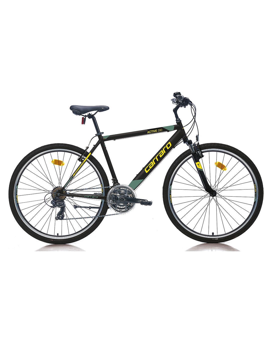 Carraro Active 290 28 jant Şehir & Tur Bisikleti - Matte Black, Yellow, Green