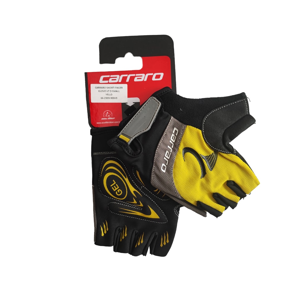 Carraro V7 Kısa Parmak Eldiven - Black, Yellow