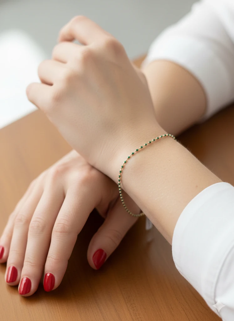 14 AYAR ALTIN YEŞİL MİNELİ GOLF BİLEKLİK